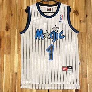 Nike Penny Hardaway Magic White and Blue Basketball Jersey